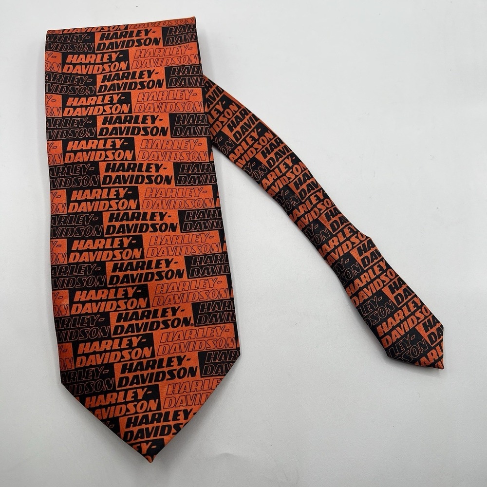 Harley Davidson Men Blocks Orange/Black 251272 Ralph Marlin Polyester Tie